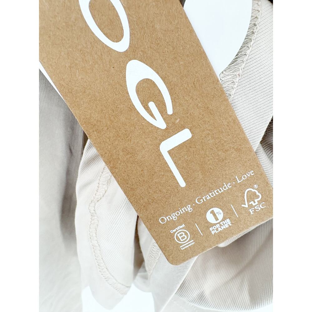OGL Skirt Size S NEW Flowy Side Ruched A-line Midi Skirt Fog Cream Eco-SkinKiss - Picture 3 of 13